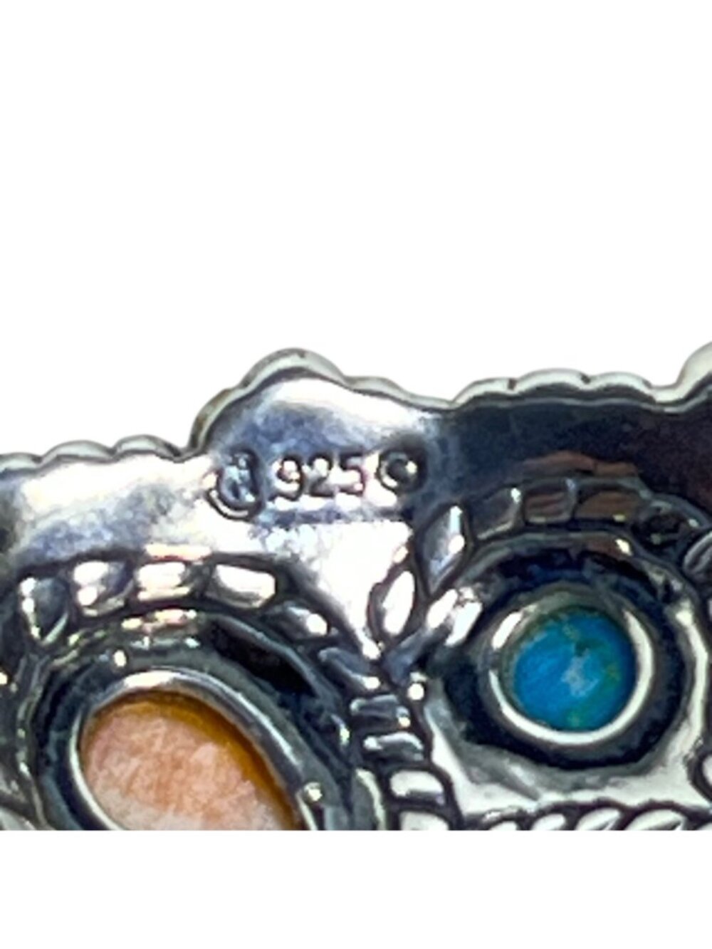 Relios Inc Sterling Silver Southwestern Faux Turquois And Agate Pendant (6408) - Picture 4 of 5